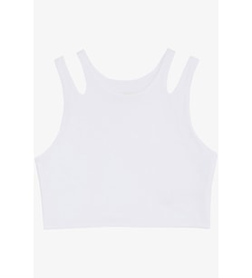 Breeze Kız Çocuk Crop Tişört Çift Askı Omuz Detaylı 9-16 Yaş, Beyaz