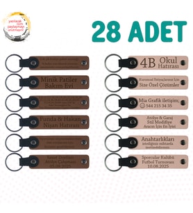 A Kahve & Pudra, Kına Organizasyonuna Özel Anı, 28’li Set, Mesajlı Deri Hatıra Anahtarlık