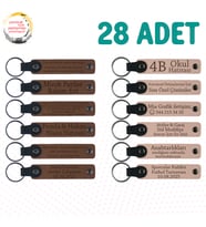 A Kahve & Pudra, Kına Organizasyonuna Özel Anı, 28’li Set, Mesajlı Deri Hatıra Anahtarlık