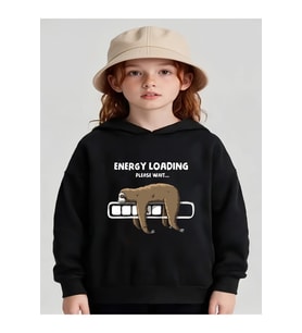 Tembel Animal Baskılı Oversize Çocuk Sweatshirt (Siyah)