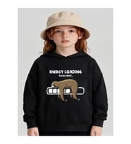 Tembel Animal Baskılı Oversize Çocuk Sweatshirt (Siyah)