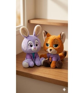 Zootropolis Karakterleri Pelüş Seti - Karizmatik Tilki ve Sevimli Tavşan 2'li Hediye Seti (Kahverengi)