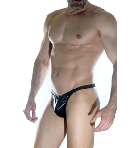 Erkek Arkası Büzgülü Siyah Lame Brazillian Slip