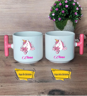 Unicorn Kupa Bardak T Pembe Kulplu Kız Çocuğuna Arkadaşa Sevgiliye Doğum Günü Hediyesi