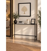 Siyah Metal Şeffaf Camlı Modern Dresuar 100cm