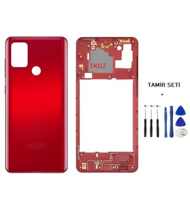 Samsung Galaxy A21S - SM-A217F FULL Kasa Arka Kapak Takım KIRMIZI - TAMİR SETİ