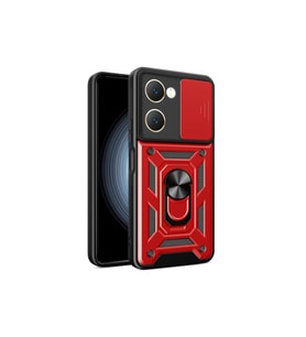 Vivo Y18 Kılıf Pars Lens Yüzüklü Silikon - Kırmızı