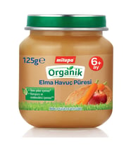 Milupa Organik Elma Havuç Püresi Kavanoz 125 g 6+ Ay