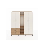 Hyperion Dolap 14 Raflı 4 Çekmeceli Tek Askılı 220x44x243 Çam-Aytaşı/Çam