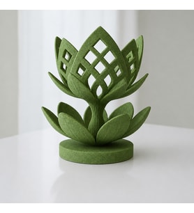 3D Baskı Lotus Çiçeği Mumluk - Dekoratif Tealight Mumluk-Yeşil