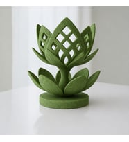 3D Baskı Lotus Çiçeği Mumluk - Dekoratif Tealight Mumluk-Yeşil