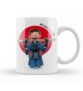Kendoka Kid Celebrating Kendo for Kids Kupa Bardak Porselen