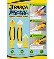 3 Parça Fayans Derz ve Silikon Kazıyıcı Temizleme Aparatı Mala Seti