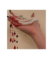 3 Sıra İncili Gothic Tasarım Kolye Cadılar Bayramı Halloween Kanlı Kolye