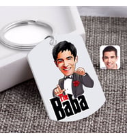 BK Gift Kişiye Özel Godfather Baba Karikatürlü Pleksi Anahtarlık-7 (Beyaz)