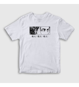 Presmono Unisex Çocuk Beyaz Eren Yeager Flowers Anime Attack On Titan T-Shirt 314539tt (Beyaz)
