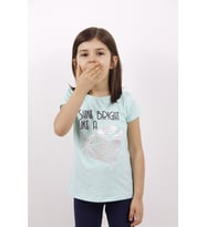 Toontoy Kız Çocuk Elmas Taş Nakışlı Tişört (Mint Yeşili)