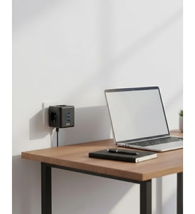 Akım Korumalı Küp Priz 3 Priz Girişi ve 3 USB Şarj Özellikli