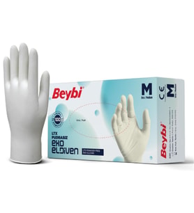 Beybi Lateks Pudrasız Eko (M) Medium Beden Muayene Eldiven 100lü Paket
