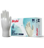 Beybi Lateks Pudrasız Eko (M) Medium Beden Muayene Eldiven 100lü Paket