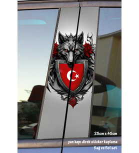 bozkurt türk kurt sticker yan kapı direk kaplama 2li sol sağ takım yapıştırma
