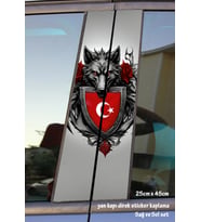 bozkurt türk kurt sticker yan kapı direk kaplama 2li sol sağ takım yapıştırma