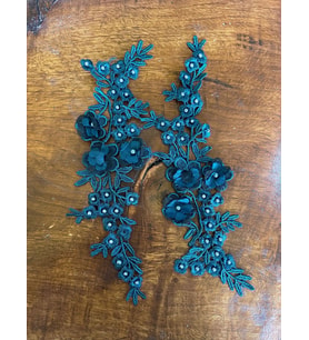 26X15 CM 2 Lİ GÜPÜR NAKIŞ İŞLEMELİ BONCUKLU APLİKE APOLET OMUZ AKSESUARI (Y.Zümrüt)