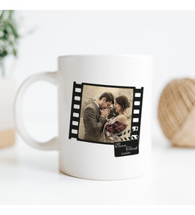 Stüdyo 14 Kişiye Özel Film Şeridi Vintage Kolaj Kupa - Mug ( Sevgiliye -Arkadaşa Hediye )