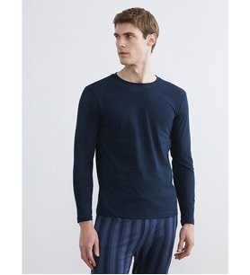 LC WAIKIKI Lacivert Bisiklet Yaka Uzun Kollu Erkek Pijama Üst
