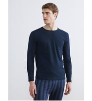 LC WAIKIKI Lacivert Bisiklet Yaka Uzun Kollu Erkek Pijama Üst