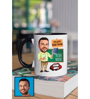 Erkek Felsefe Öğretmenine Hediye Karikatürlü Siyah Kupa Bardak