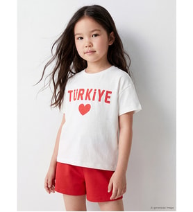 LCW Kids Beyaz Bisiklet Yaka Baskılı Kız Çocuk Tişört
