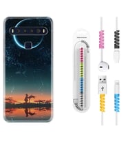 TCL 10L 10 Plus 10SE 20E 20SE 30SE L7 Kılıf Kablo Koruma Spiral Silikon Ay ve Kız 1720