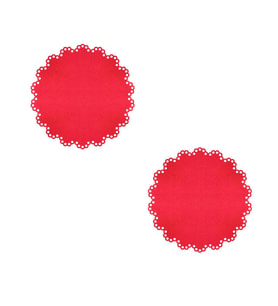 Lora Davet Keçe Yılbaşı Süsleri Bardak Altlığı (6 Adet) Kırmızı - 16121