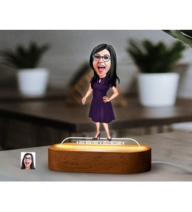 BK Gift Kişiye Özel Kadın Karikatürlü Dekoratif 3D Biblo LED Işıklı Gece Lambası-1, Sevgiliye Hediye, Arkadaşa Hediye, Doğum Günü Hediyesi