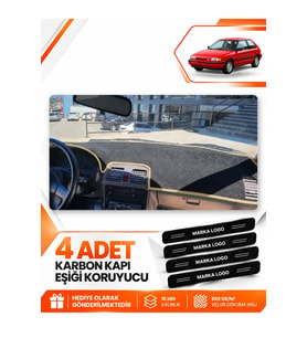 MAZDA 323 HATCHBACK BG KASA (1991-1995) Uyumlu Ön Torpido Koruma Kılıfı Halısı - Siyah Bej