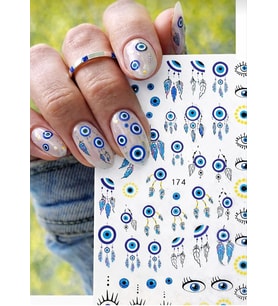 Lexroo Tırnak Sticker Nail Art, Mavi Göz ve Rüya Kapanı Desenli