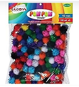 Ticon Metalik Simli Ponpon 10Mm 100Lü - 3 paket