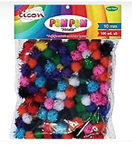 Ticon Metalik Simli Ponpon 10Mm 100Lü - 3 paket