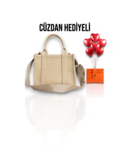 ANNELER GÜNÜNE ÖZEL CÜZDAN HEDİYELİ Kadın Vizon Renk Tote Omuz çantası ve Turuncu Cüzdan