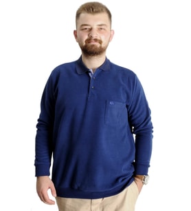 Mode XL Büyük Beden Erkek Sweat Polo Selanik Basic 20441 İndigo