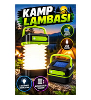Güneş Enerjili Katlanabilir LED Kamp Lambası USB Şarjlı 3 Kademeli Aydınlatma
