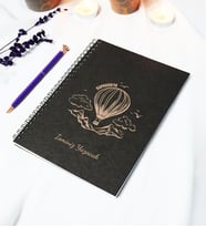 Kişiye Özel Kapadokya Temalı Siyah Kraft Kapaklı Defter - 45 Yaprak A5 (90 SAYFA) 15x21 Cm