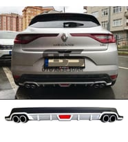 Renault Megane 4 HB Difüzör Arka Tampon Eki 4 Egzoz Çıkışlı Gri Tip