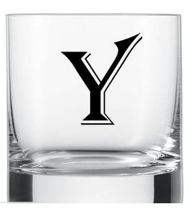 Y Harf Baskılı Viski ve Meşrubat Bardağı