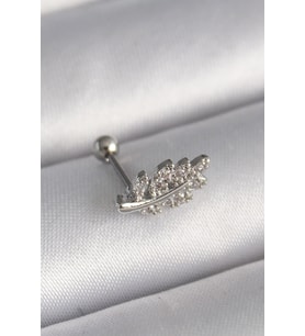 316L Çelik Gümüş Renk Zirkon Taşlı Dal Tragus Piercing - TJ-PR1259