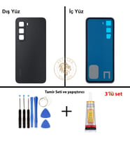 Infinix Hot 60İ Siyah Uyumlu Arka Kapak + Yapıştırıcı ve Vida Seti Arka Cam Batarya Pil Kapağı