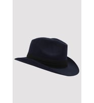 Erkek Lacivert Fötr Kovboy Şapka