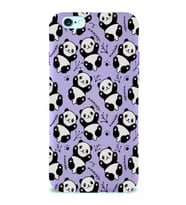 Apple iPhone 6 Plus Uyumlu Lansman Kılıf Panda Tasarımlı İçi Kadife Kapak-Lila (Şeffaf)