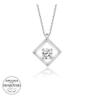 Swarovski Taşlı Gümüş Dörtgen Bayan Kolye